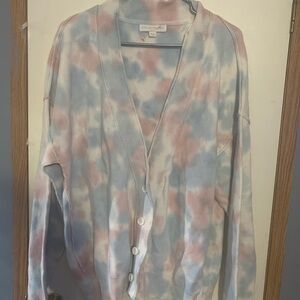 Spiritual Gangster Tie Dye Pastel Cardigan Sweater Pink Blue M